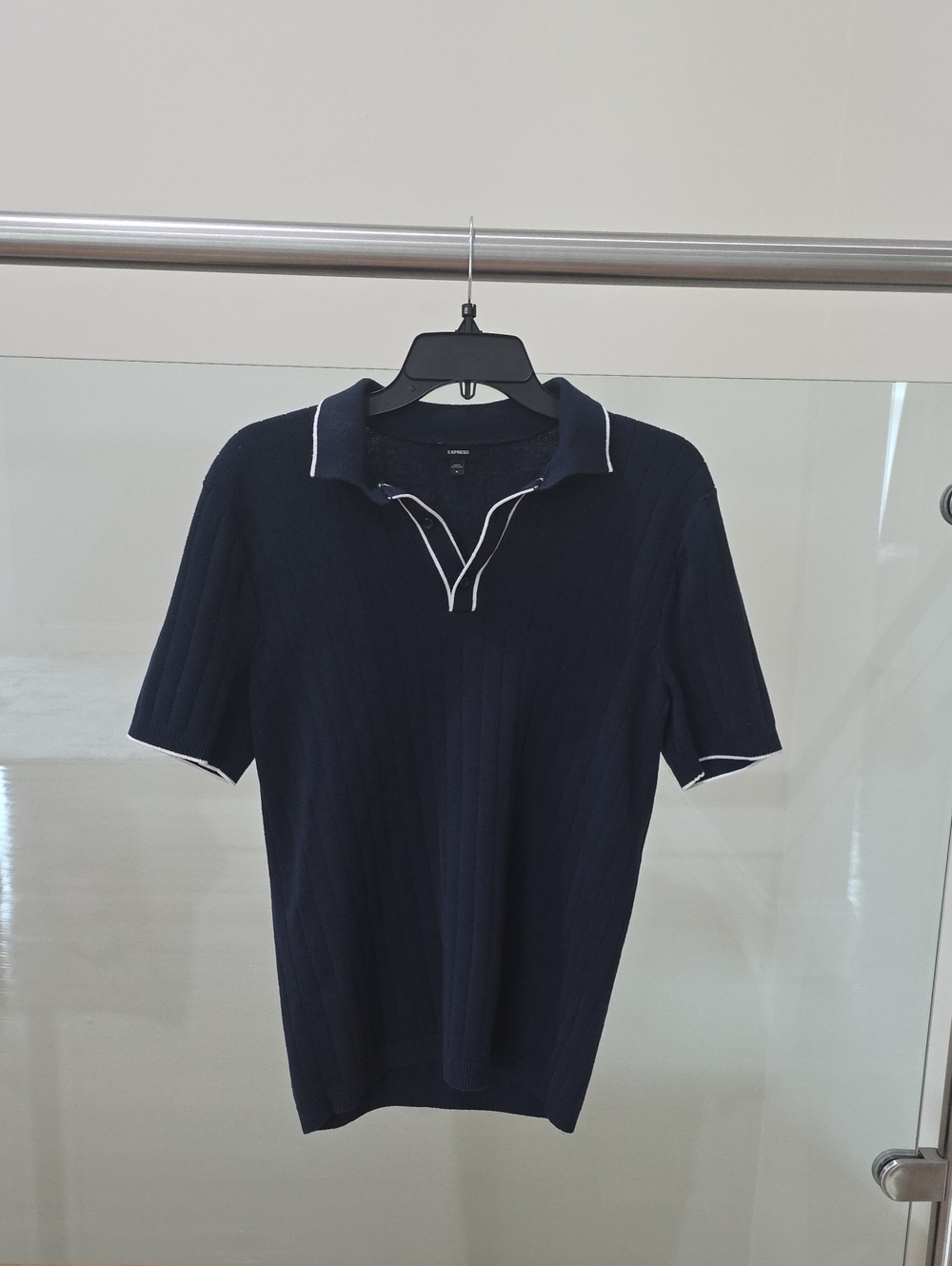 Express Men’s Navy Polo with White Contrast Trim